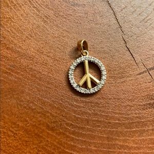 14k gold CZ peace necklace charm